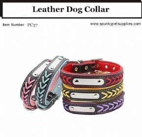 Leather Dog collar Personalized  engraved
